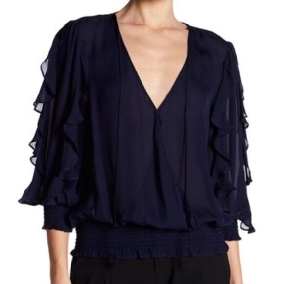 Nwt Parker | Larah Silk Georgette Blouse in Raven - Picture 1 of 10